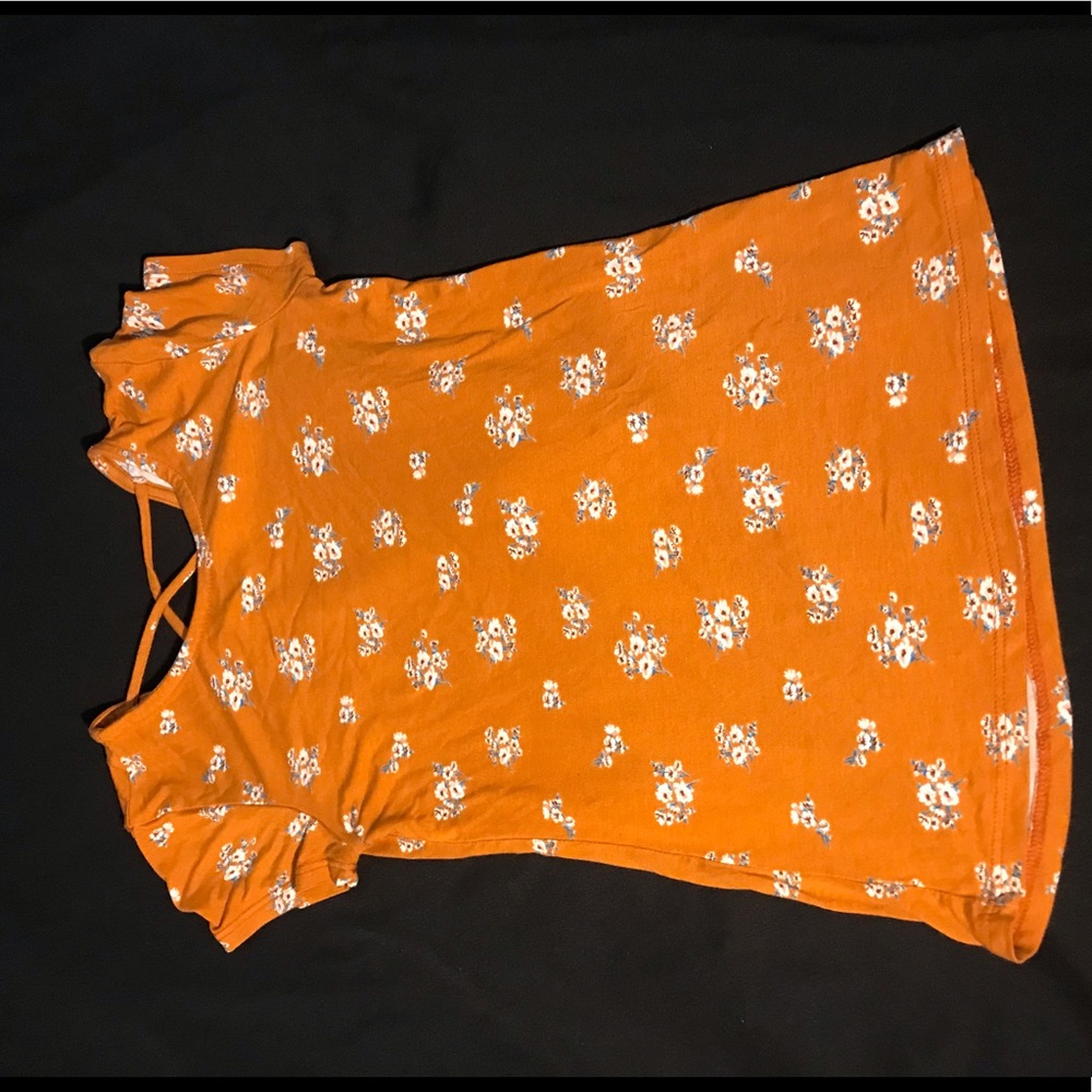 Juniors Orange floral fitted top